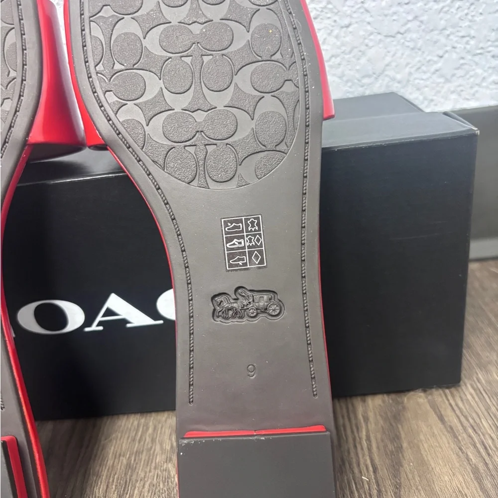 NWT & Box Coach W’s Sz 9 Sculpted C Flat Slip-On Sandals in Sport Red - Picture 14 of 15